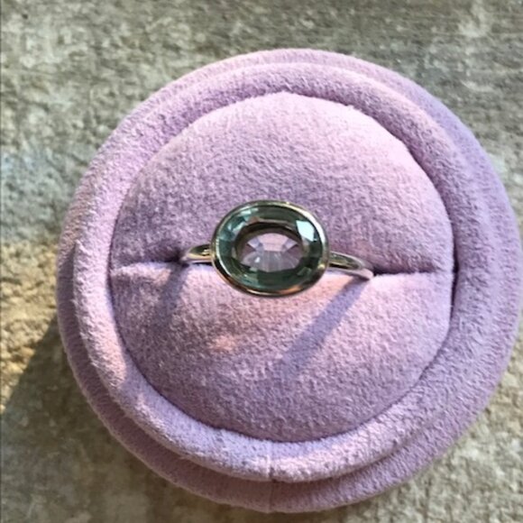 Lisa Eldridge The Kate Ring Oval Cut Green Prasiolite in Solid Sterling Silver - Picture 2 of 5